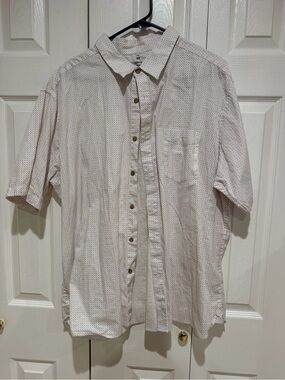 Men's Short Sleeve Casual Button-Down Shirt - White Micro Dot